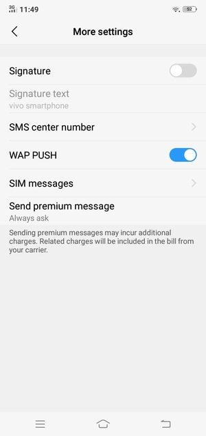 Select SMS center number
