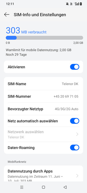 Schalten Sie Daten-Roaming an oder aus