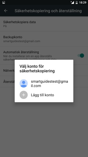 Tryck på ditt säkerhetskopieringskonto