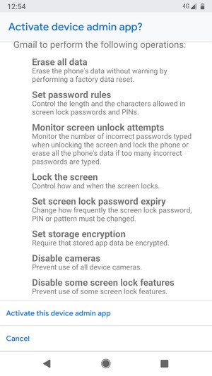 Scroll to and select Activate this device admin app