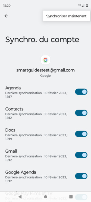Sélectionnez Synchroniser maintenant