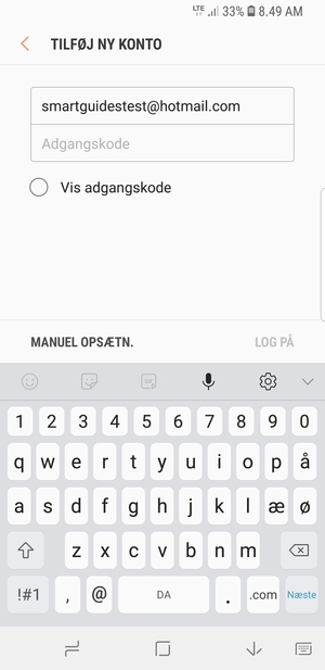 Indtast din Hotmail adresse og vælg Næste