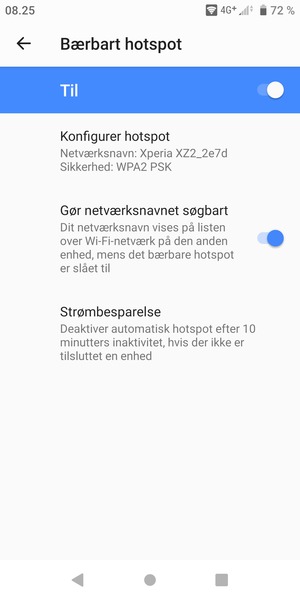 Din telefon er nu sat op til brug som modem