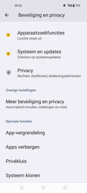 Scroll naar en selecteer Meer beveiliging en privacy