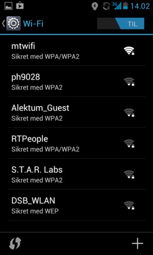 Vælg det trådløse netværk, du ønsker at oprette forbindelse til