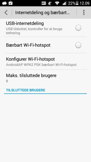 Vælg Konfigurer
Wi-Fi-hotspot