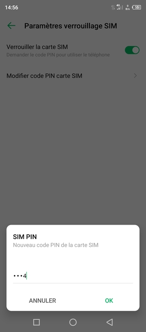 Saisissez votre Nouveau code PIN de la carte SIM et sélectionnez OK