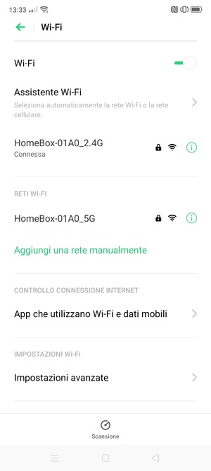 Ora sei connesso alla rete Wi-Fi