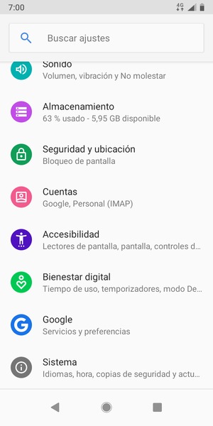 Desplácese y seleccione Sistema