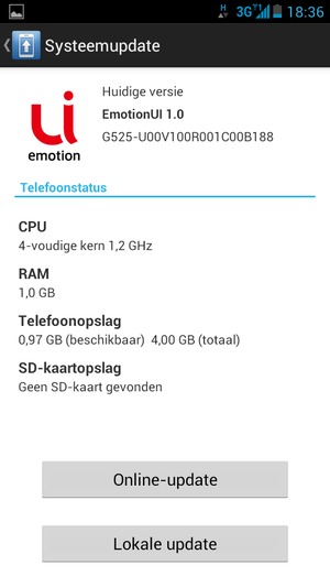 Selecteer Online-update