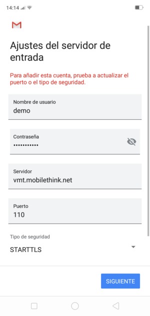 Seleccione Tipo de seguridad