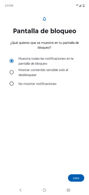 Seleccione la opción deseada y seleccione Listo
