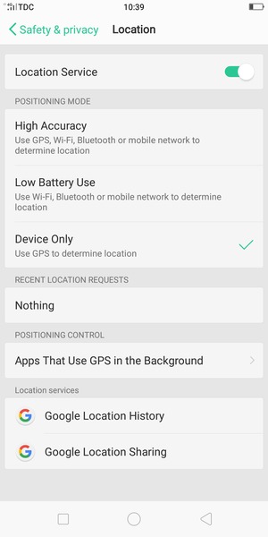 Turn off Location Service