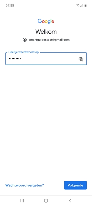Voer uw Gmail wachtwoord in en selecteer Volgende