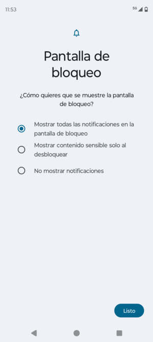 Seleccione la opción deseada y seleccione Listo
