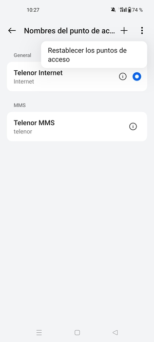 Seleccione Restablecer los puntos de acceso