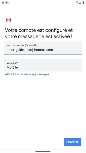 Donnez un nom à votre compte et saisissez votre nom. Sélectionnez SUIVANT