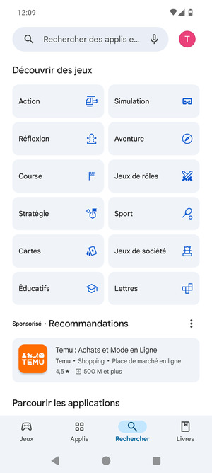 Sélectionnez la barre de Recherche