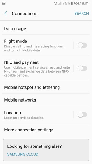Scroll to and select Mobile networks