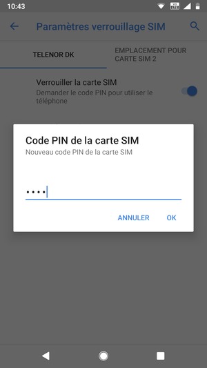 Saisissez votre Nouveau code PIN de la carte SIM et sélectionnez OK