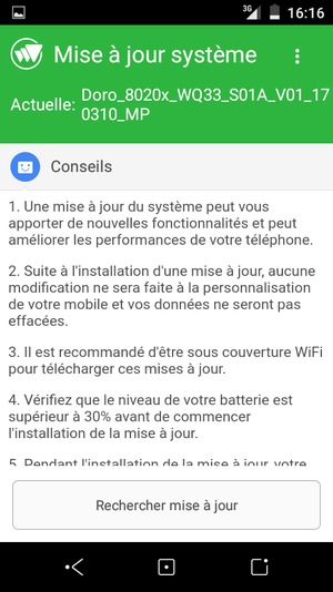 Sélectionnez Rechercher mise à jour