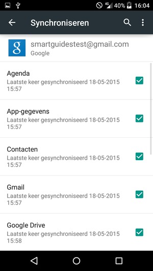 Vink alle selectievakjes aan en selecteer de Menu-knop