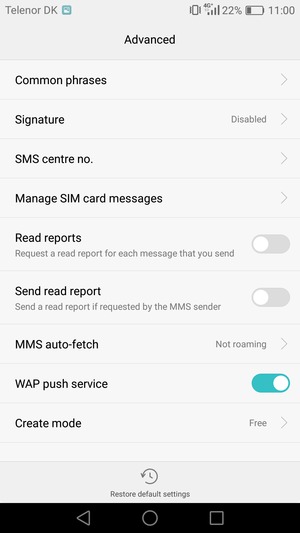 Select SMS centre no.
