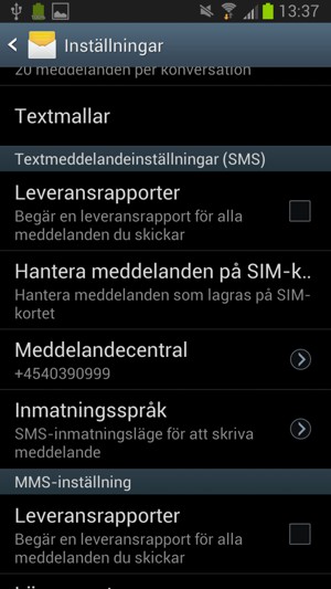 Välj Meddelandecentral