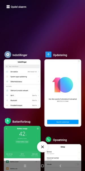 Vælg Slet-ikonet for at lukke alle åbne apps