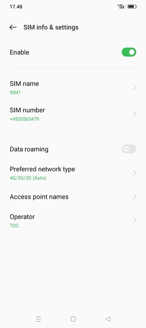 Select Preferred network type