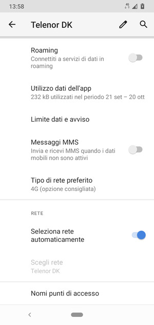 Scorri e seleziona Nomi punti di accesso