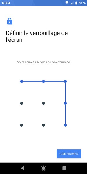 Dessinez de nouveau le schéma de déverrouillage et sélectionnez CONFIRMER