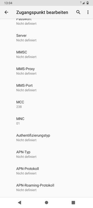 Scrollen Sie nach unten und geben Sie Internetinformationen ein