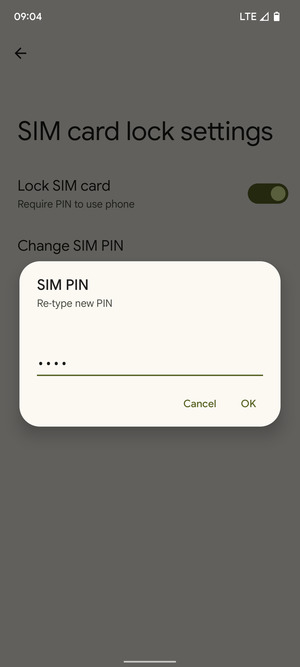 Confirm your new SIM PIN and select OK