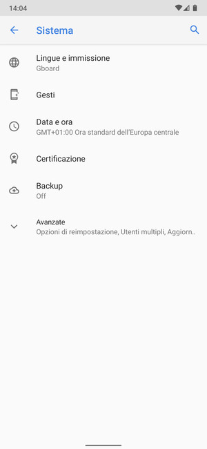 Seleziona Backup