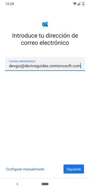 Introduzca su Dirección de correo electrónico y seleccione Configurar manualmente