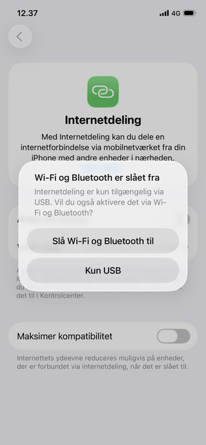 Vælg Slå Wi-Fi og Bluetooth til