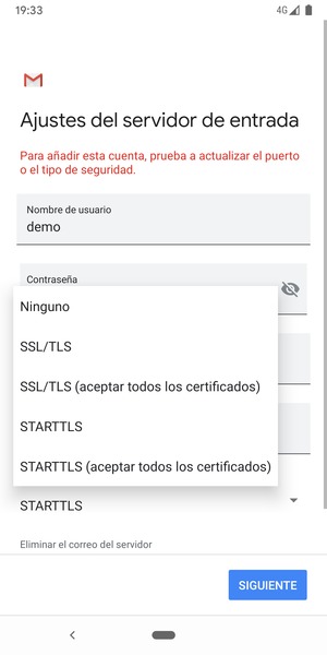 Seleccione Ninguno y SIGUIENTE