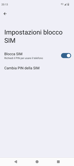 Seleziona Cambia PIN della SIM