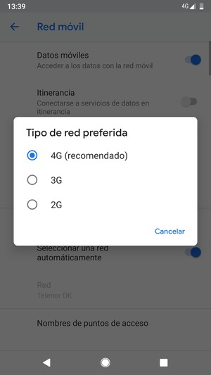 Seleccione la opción deseada