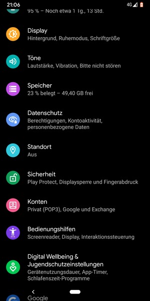 Scrollen Sie und wählen Sie Standort