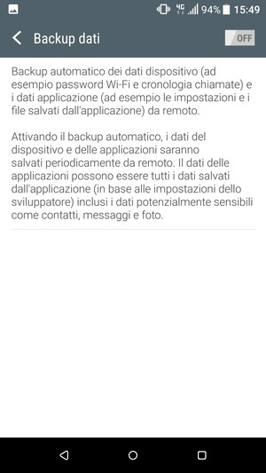 Attiva Backup dati