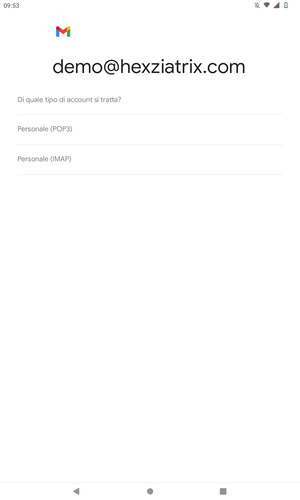 Seleziona Personale (POP3) o Personale (IMAP)
