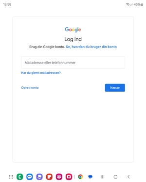 Indtast din Gmail adresse og vælg Næste