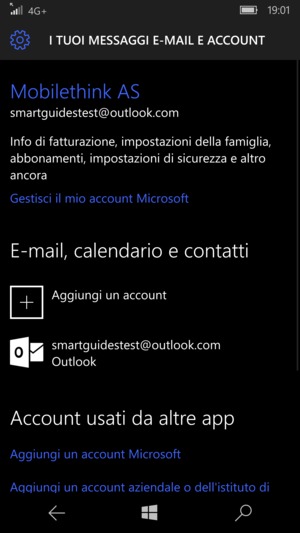Seleziona Aggiungi un account