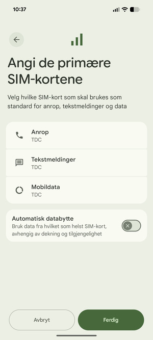 Velg ønsket alternativ og velg Ferdig