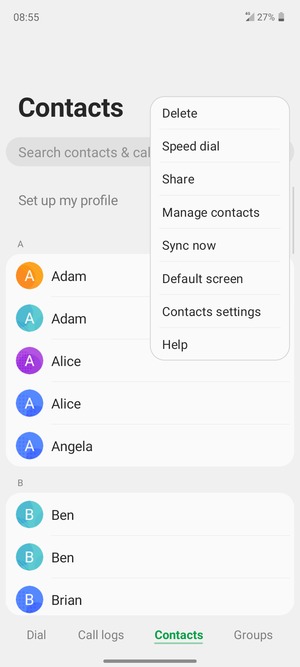 Select Manage contacts