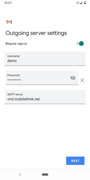 Enter Outgoing server address