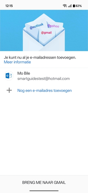 Selecteer BRENG ME NAAR GMAIL