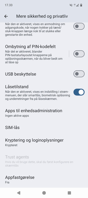 Scroll til og vælg SIM-lås